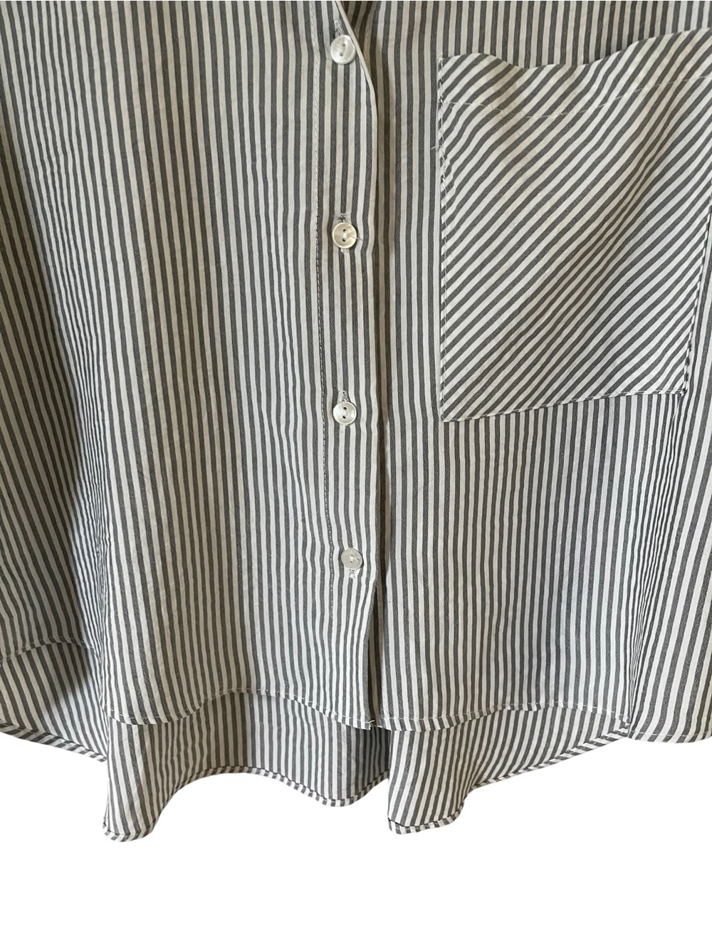 Striped Button-Down Shirt in Gray and White - Picture 7 of 8
